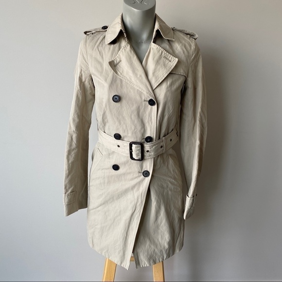 ARITZIA T Babaton tan Trench Coat Jacket Sz XXS Button Closure & Belted - Picture 2 of 14